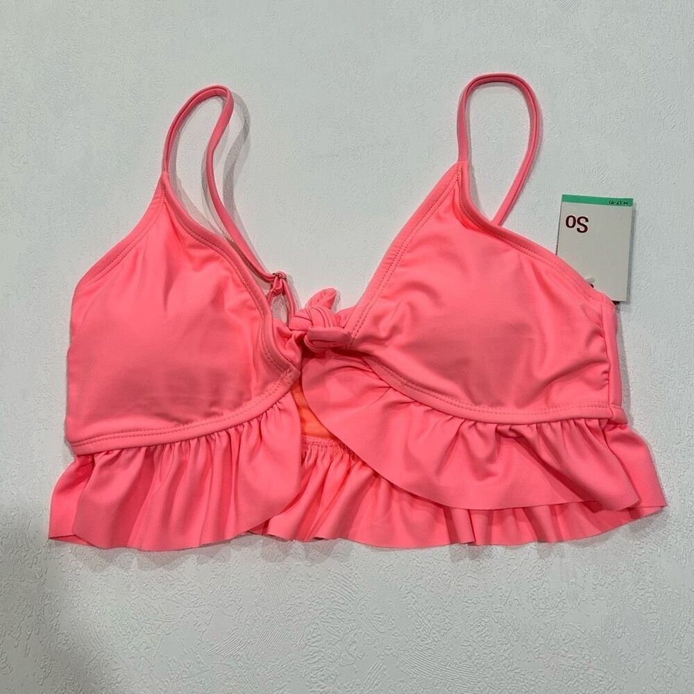 NWT SO by Kohl’s neon pink bikini top size M